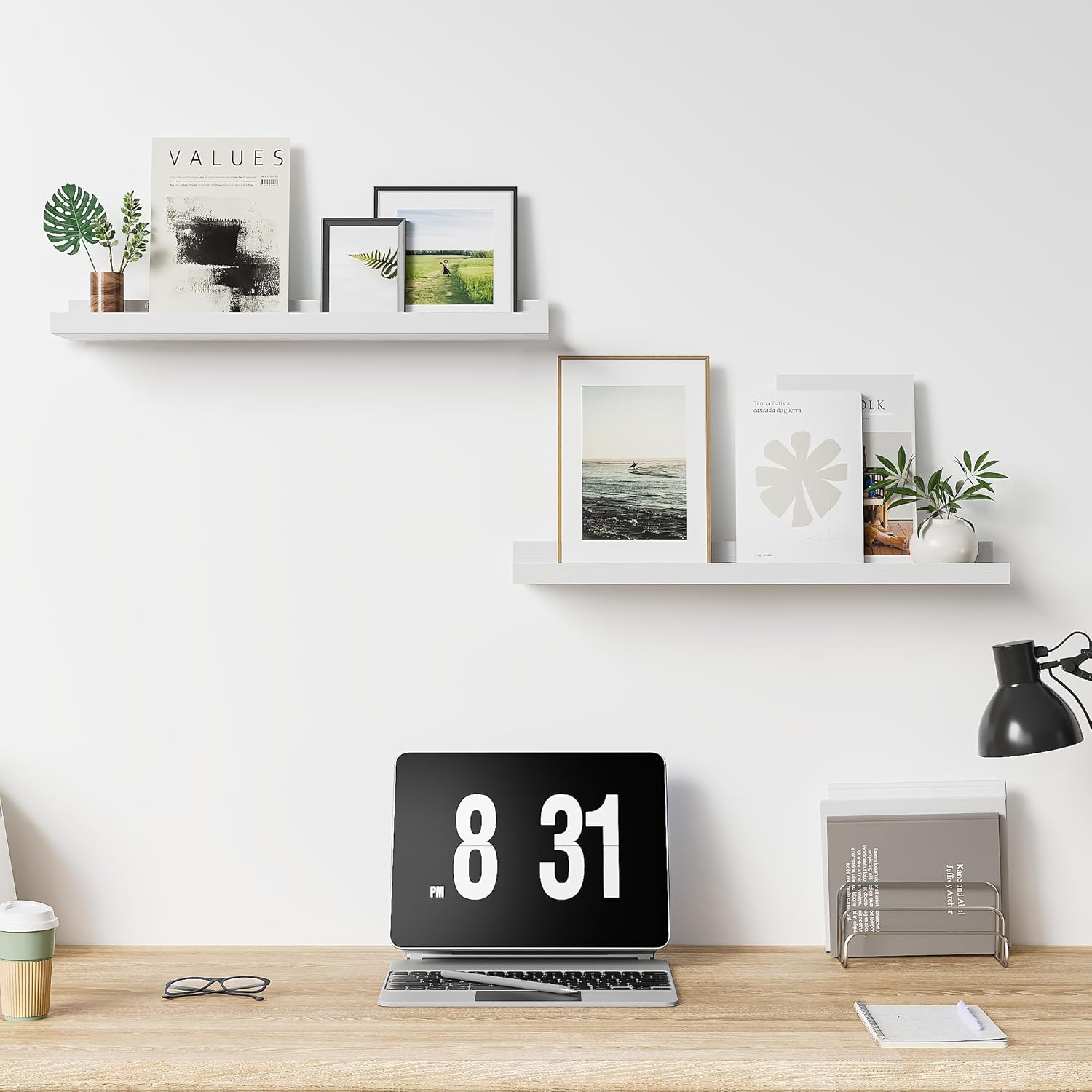 Acovy Floating Shelves for Wall Set of 2 White