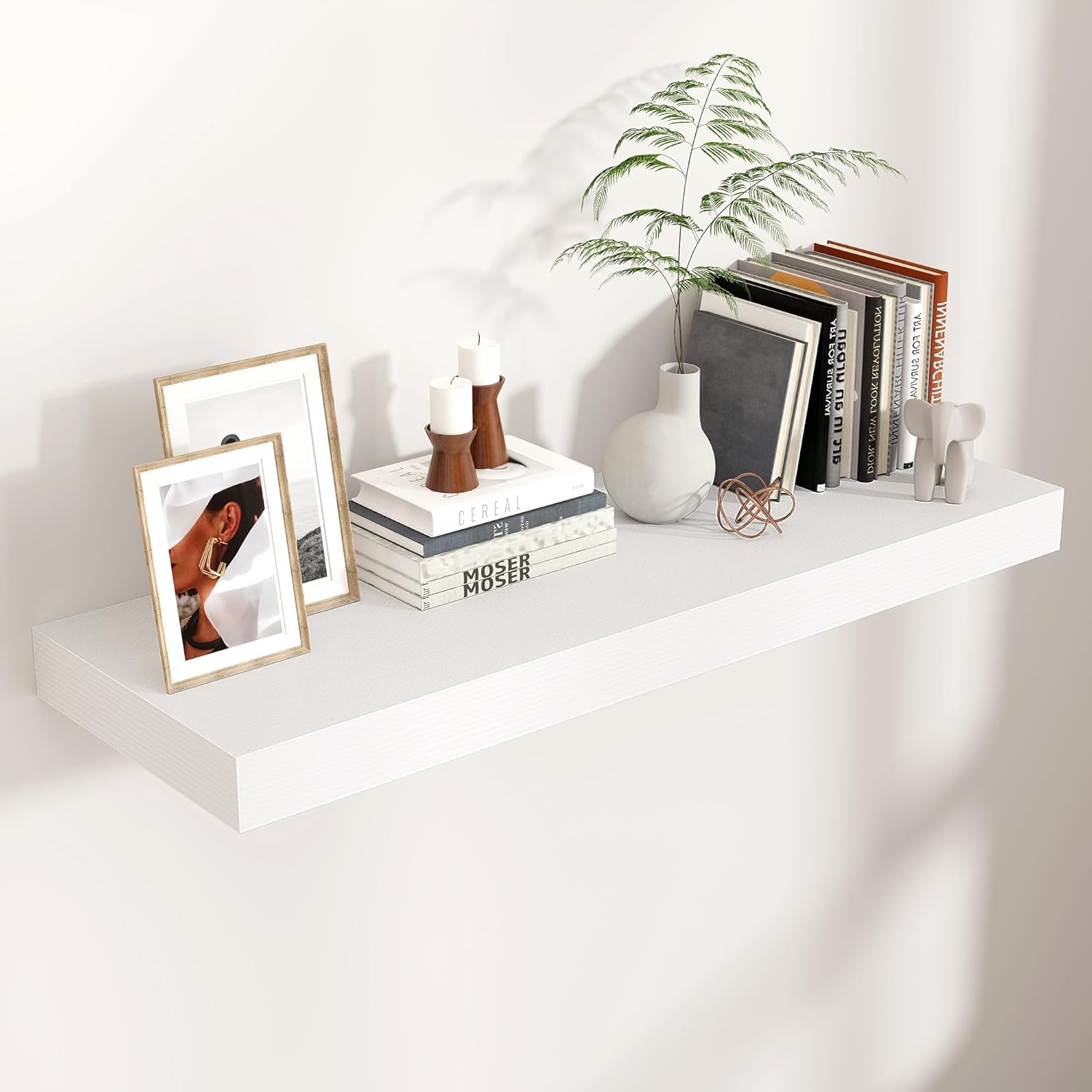 Venusmiles Floating Wall Shelves White 36x12 Inch