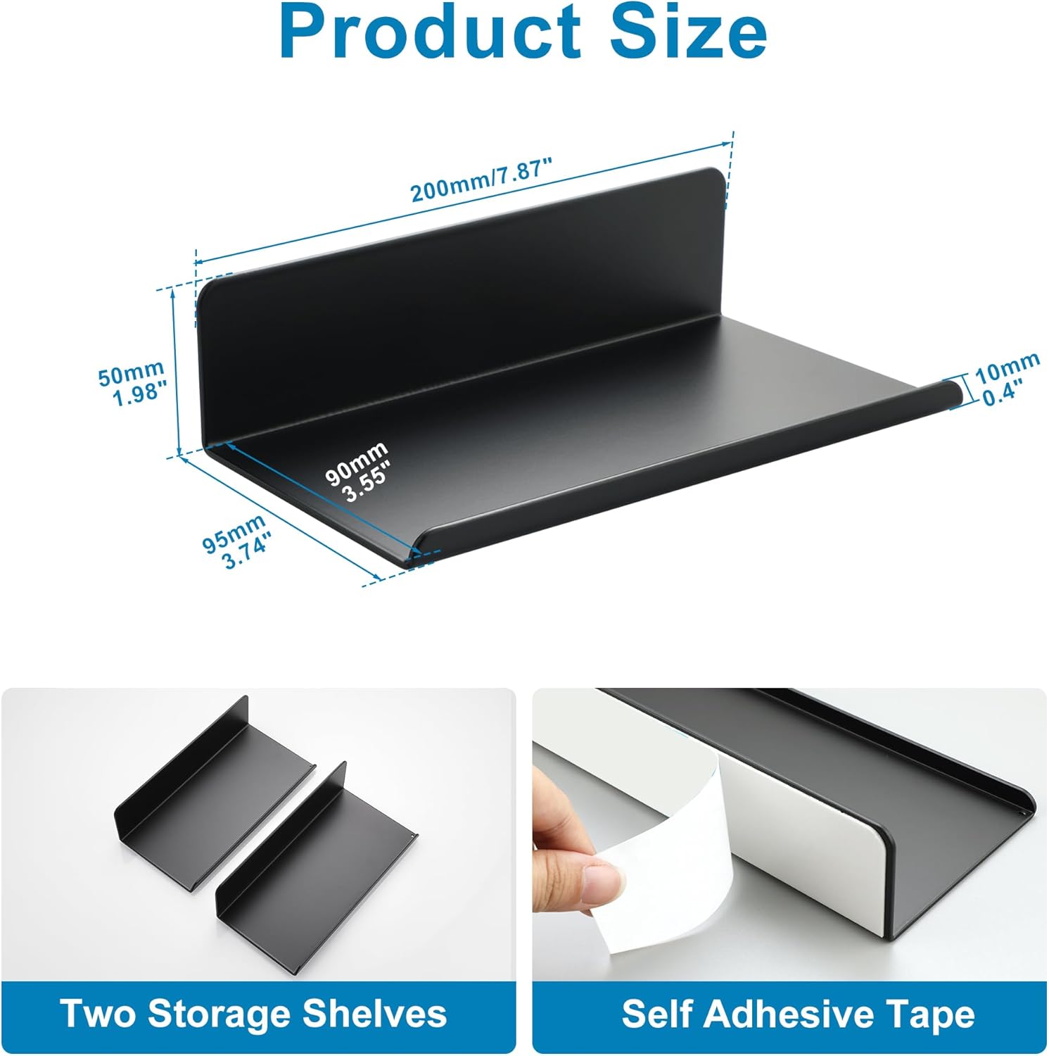 SAYAYO Black Floating Shelves for Wall Storage 2pcs