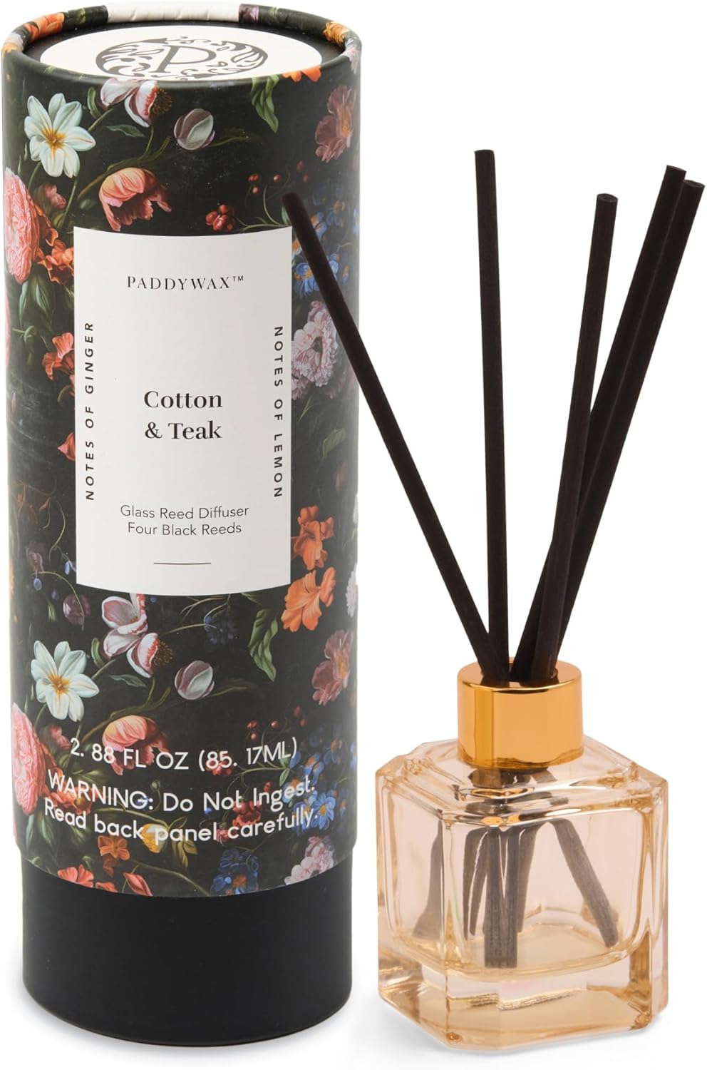 Paddywax Botanica Scented Oil Diffuser with Reeds in Reusable Glass Bottle