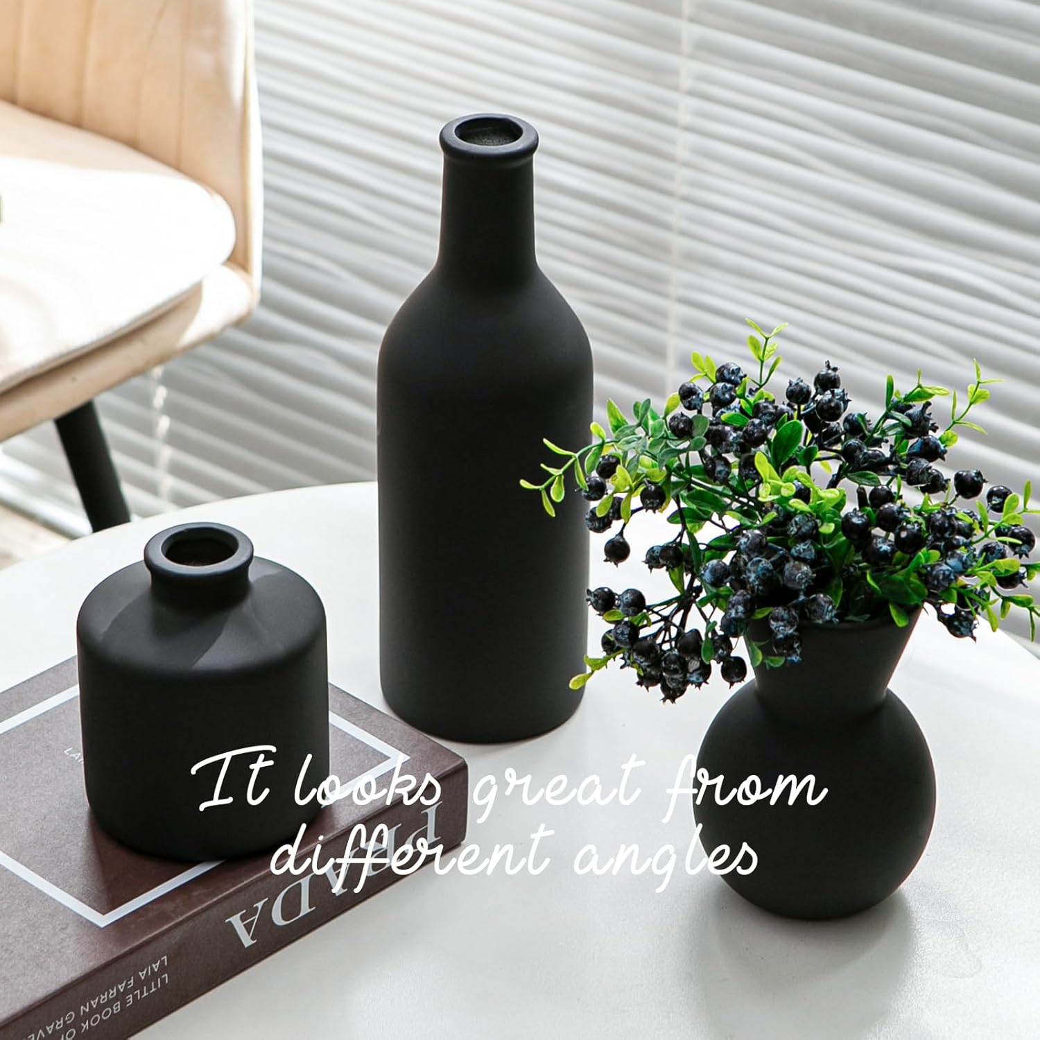 Modern Ceramic Flower Vase Set - 3 Pcs Table Decor