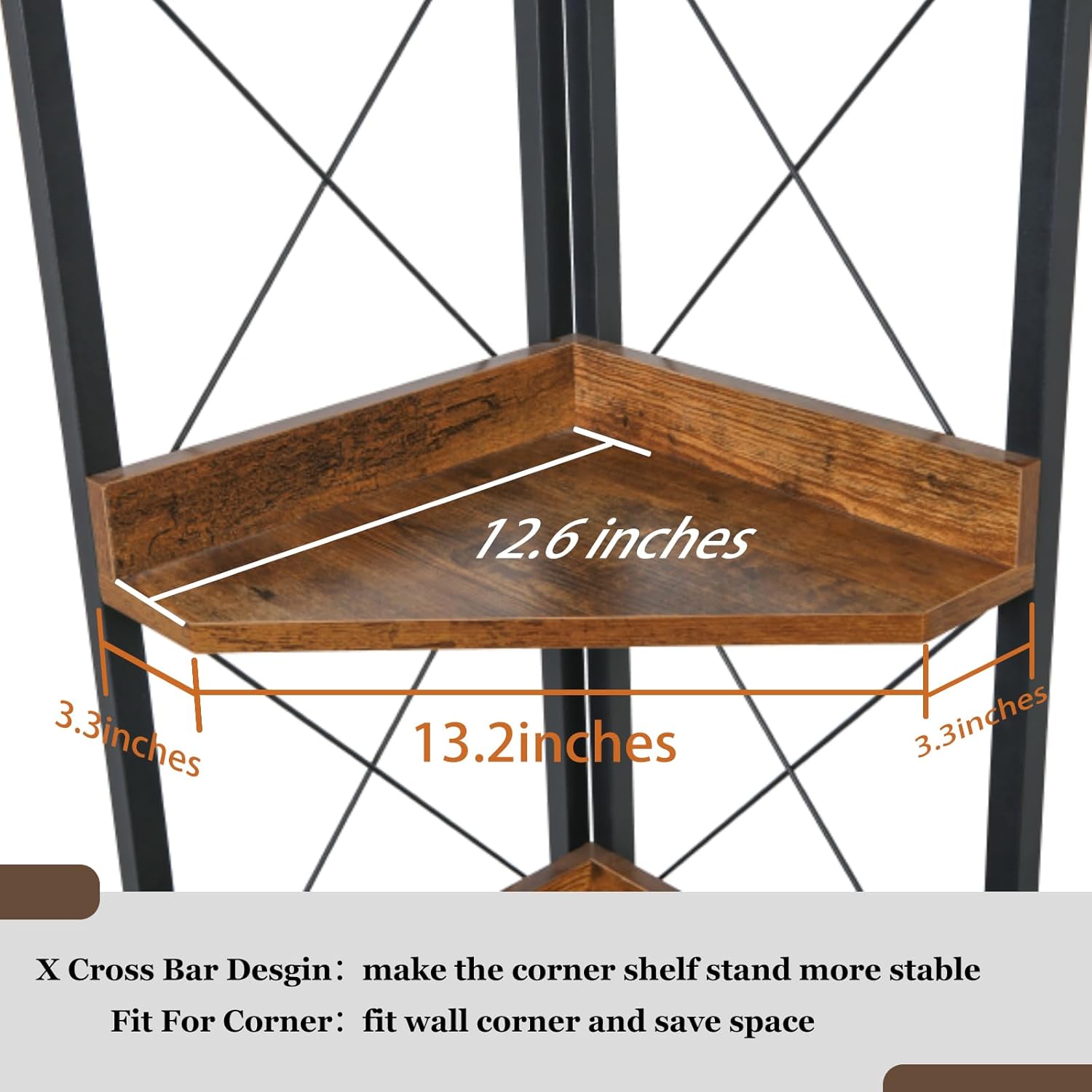 Tall Corner Shelf with 3 Tiers and Doors