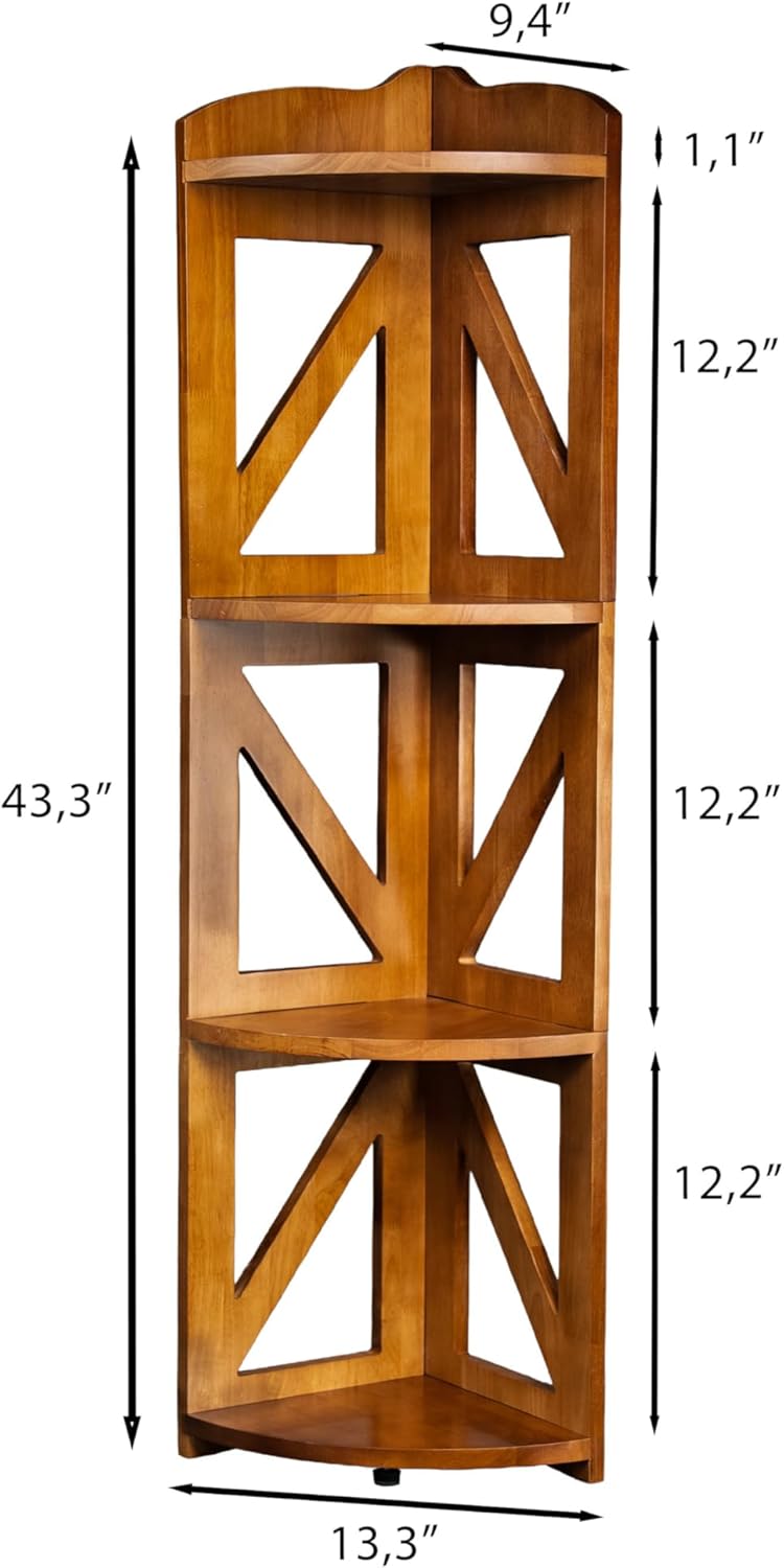 YCICI Corner Shelf Stand 4 Tier Natural Wood