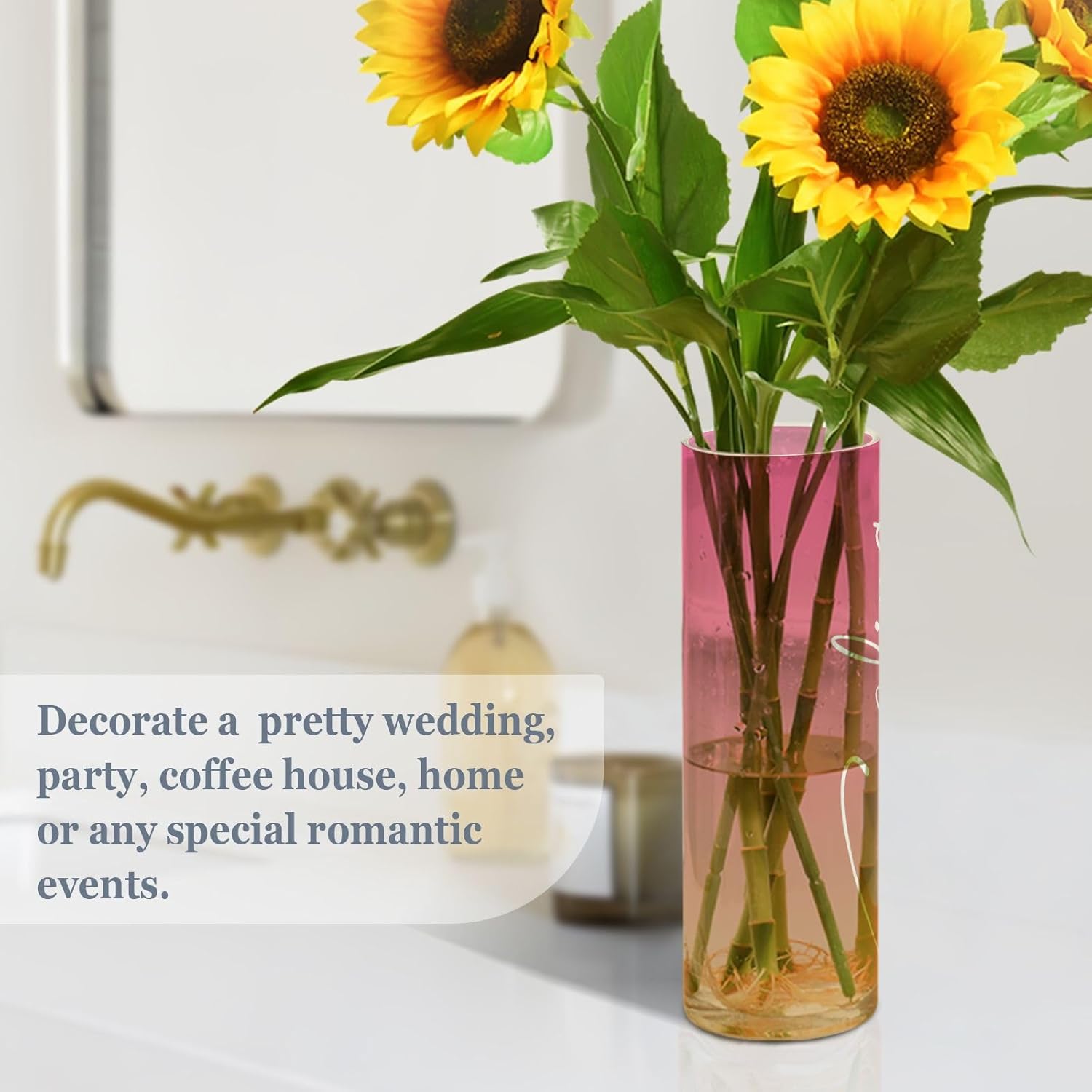 Custom Pink Wheat Gradient Vase for Centerpieces