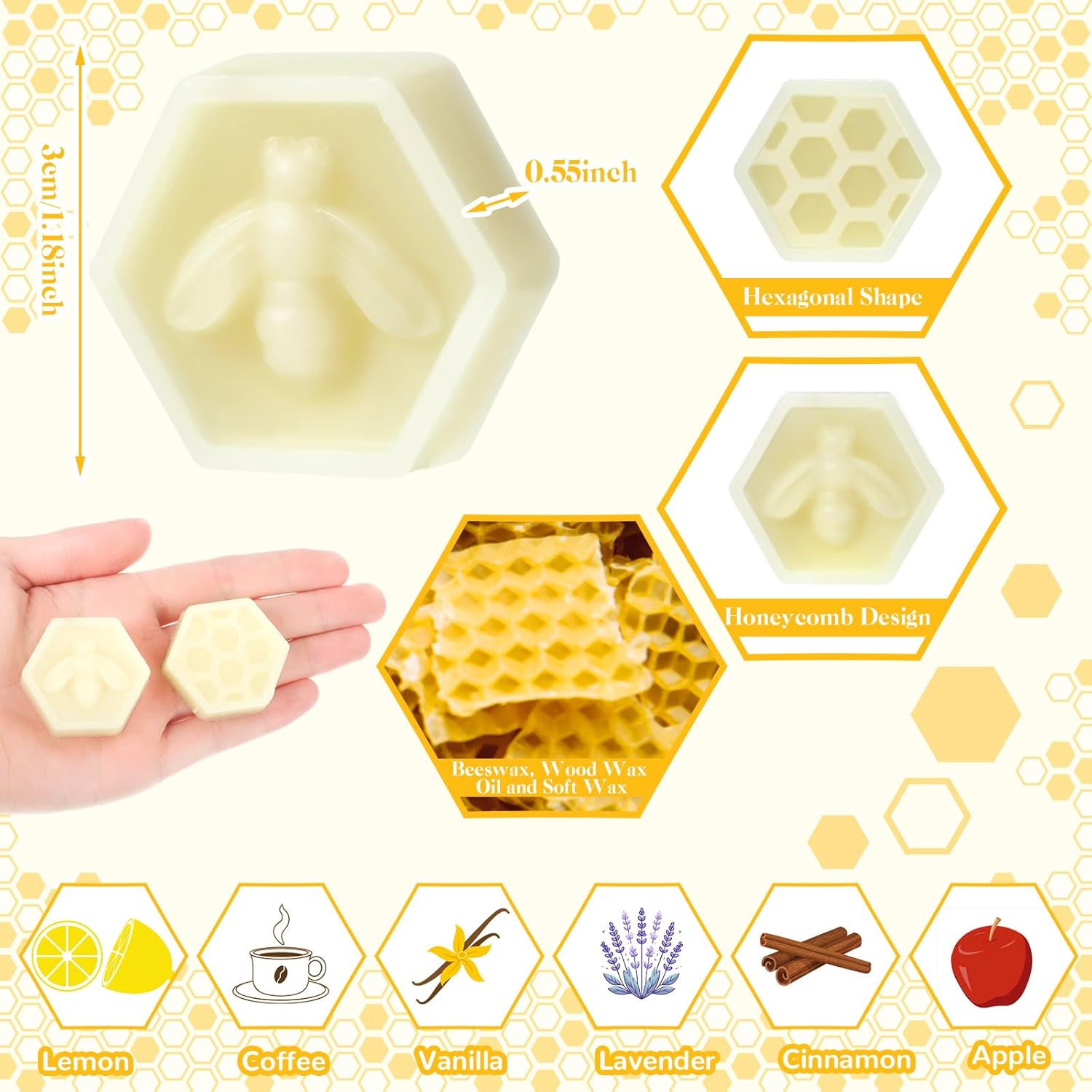 24 Pcs Natural Beeswax Scented Wax Melts Variety Pack