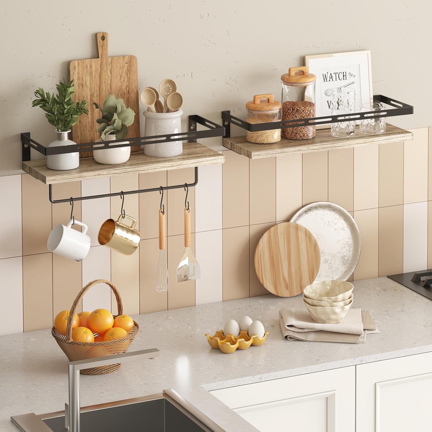 YGEOMER Floating Shelves for Bathroom Organizer Over Toilet