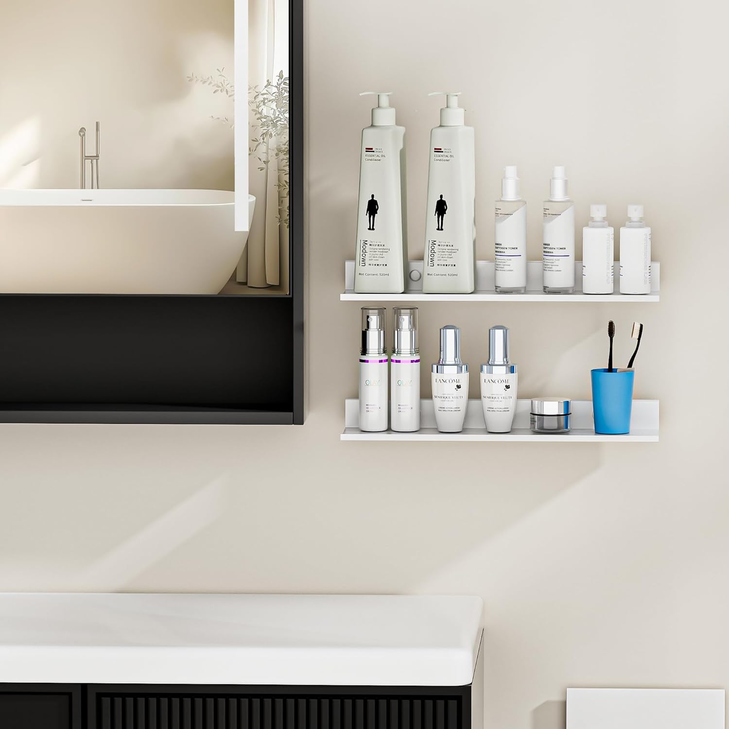 White Floating Wall Shelves Set of 2 157 Inch Metal