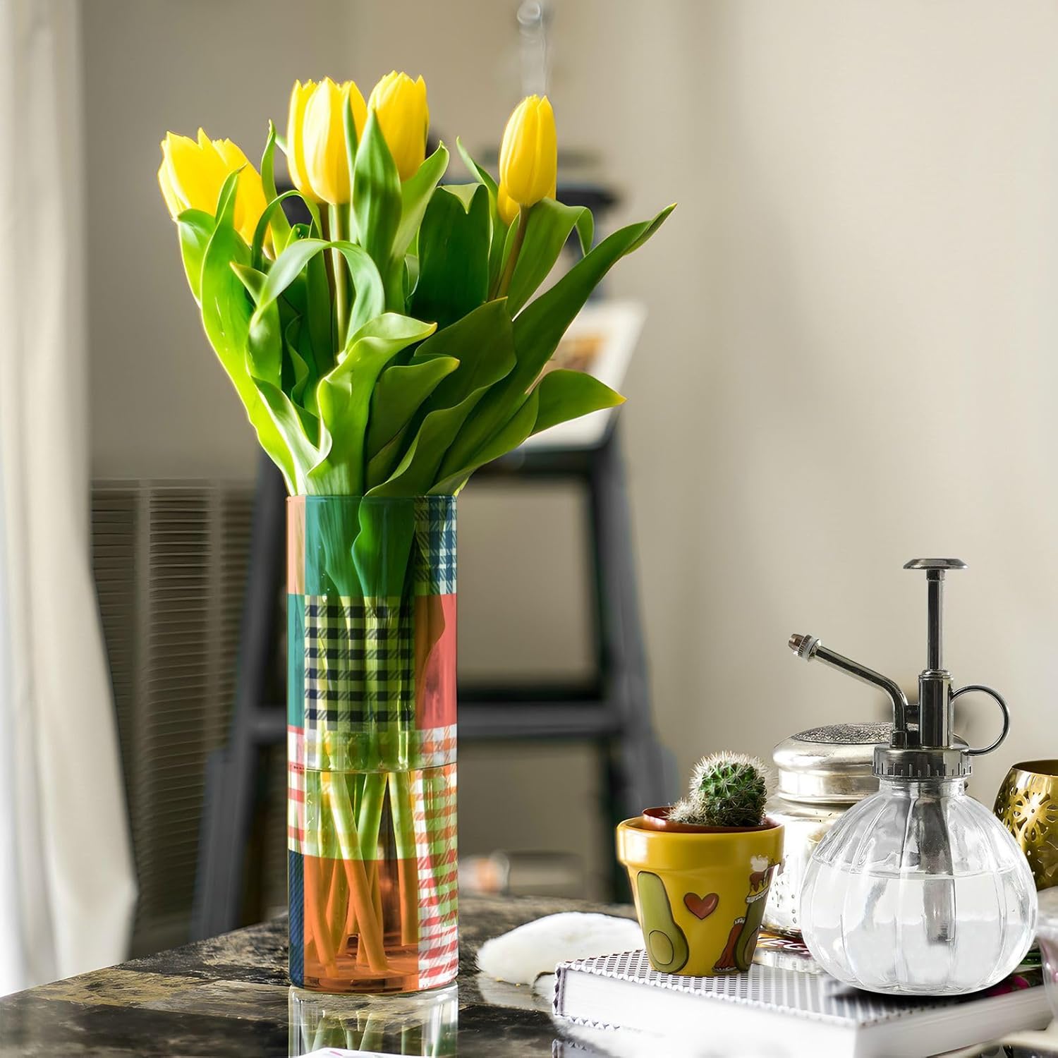 Colorful Checkerboard Plastic Vase for Centerpieces