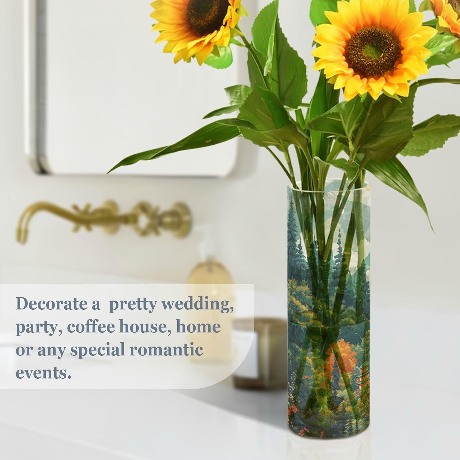 Mountain Beauty Landscape Plastic Vase for Centerpieces 118 x 39 Inch