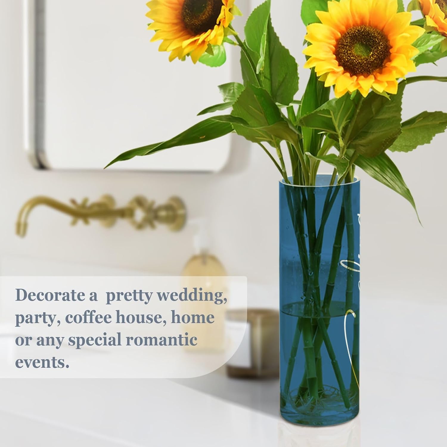 J JOYSAY Custom Dark Blue Vase for Centerpieces