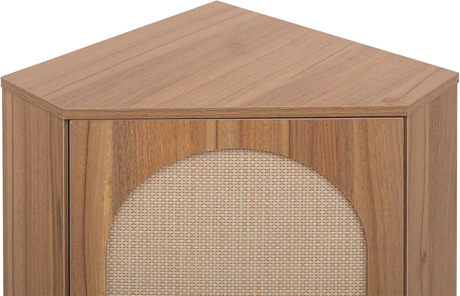 ZeHuoGe Corner Storage Cabinet with Rattan Door