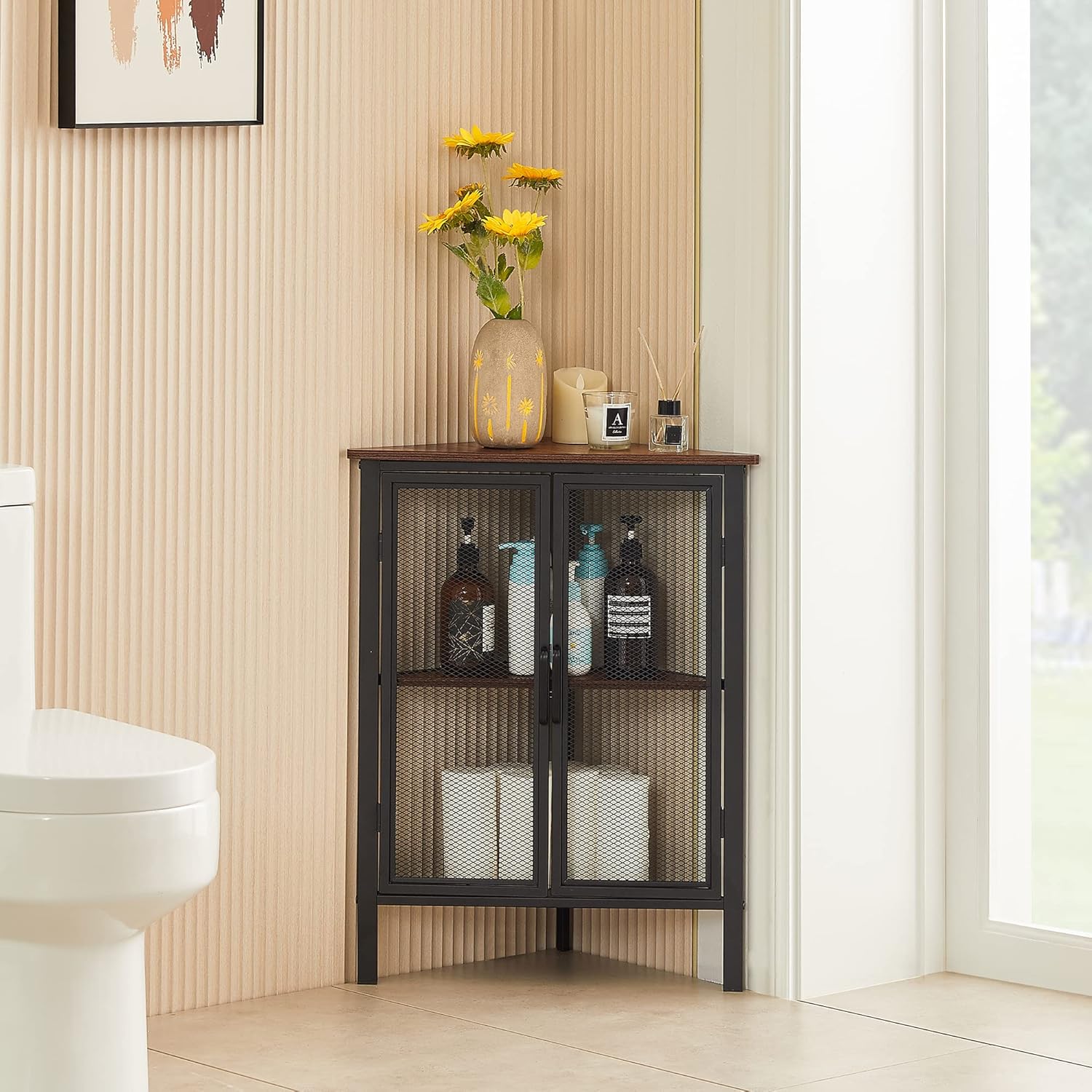 VECELO 3-Tier Corner Shelf Organizer with Door