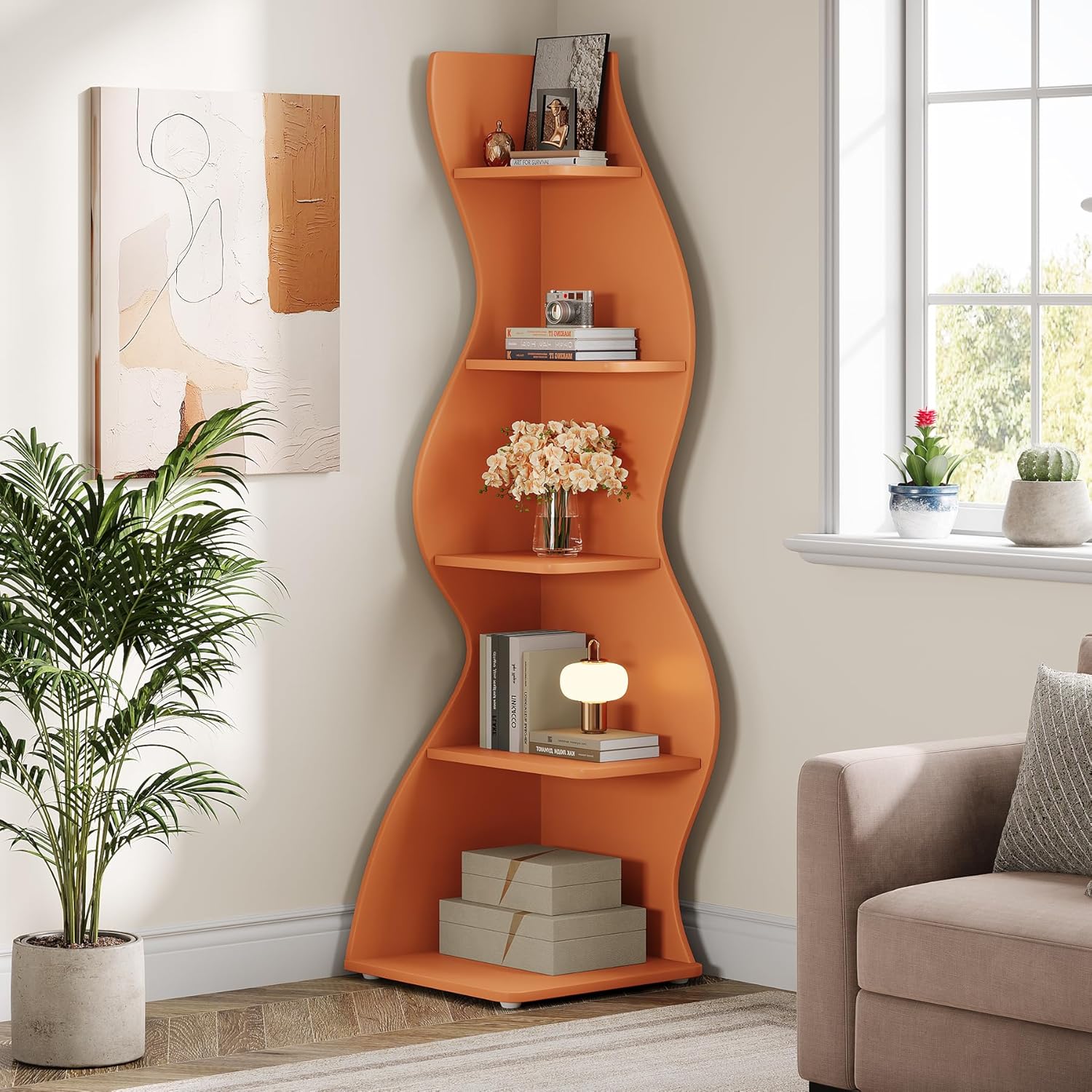 Tribesigns Wavy Corner Shelf Set of 2