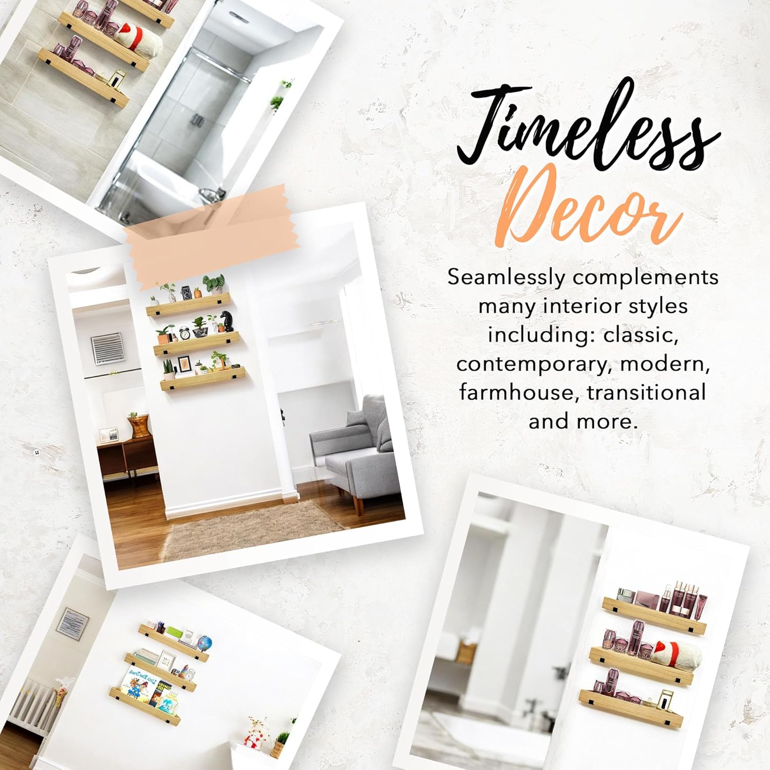 Autumn Alley 3-Tier Floating Wood Shelves for Wall