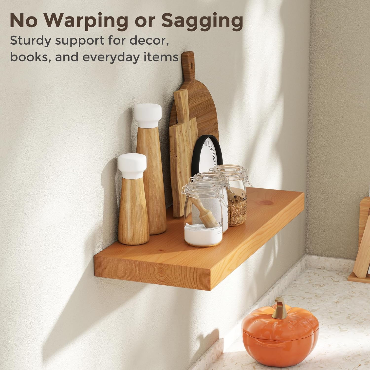 Axeman 24 Inch Floating Shelves Set of 2 Natural Finish