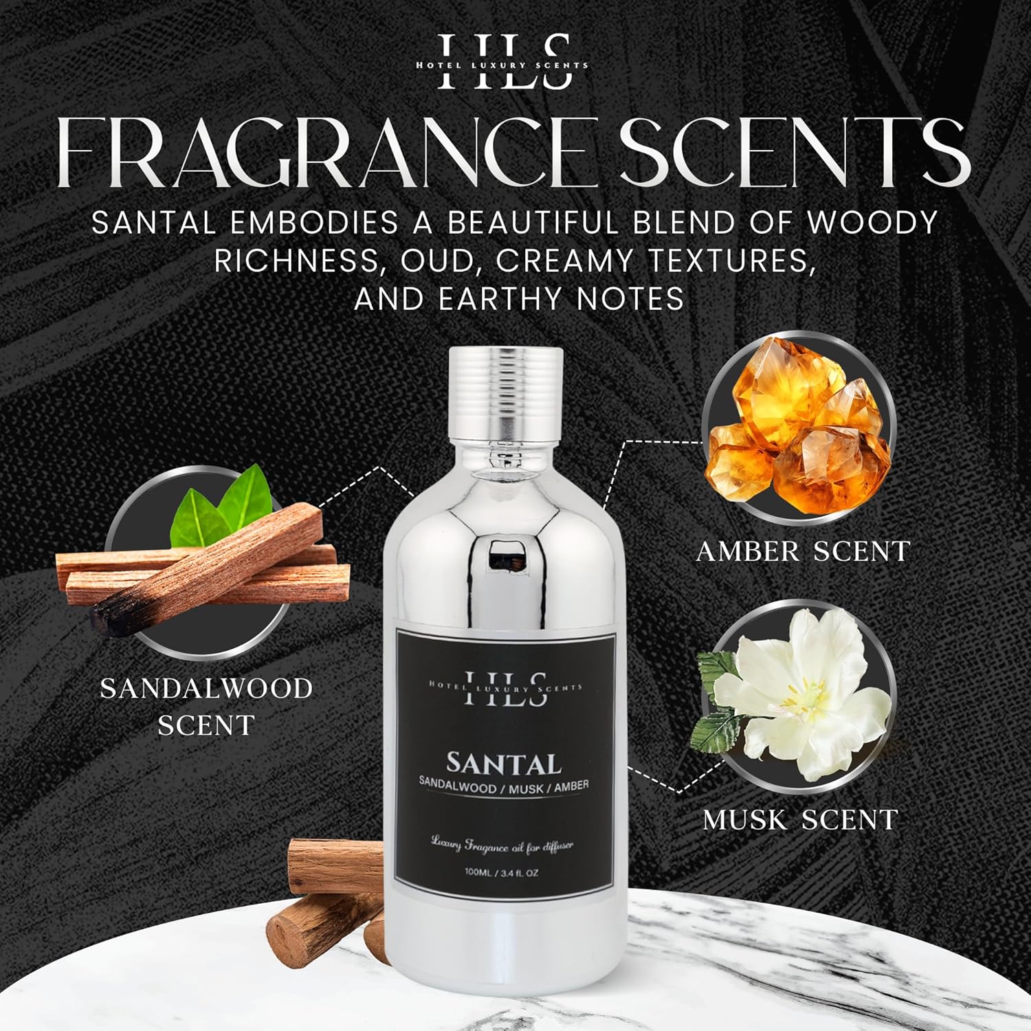 Santal Essential Oils for Diffusers 100ml Luxury Scent Blend
