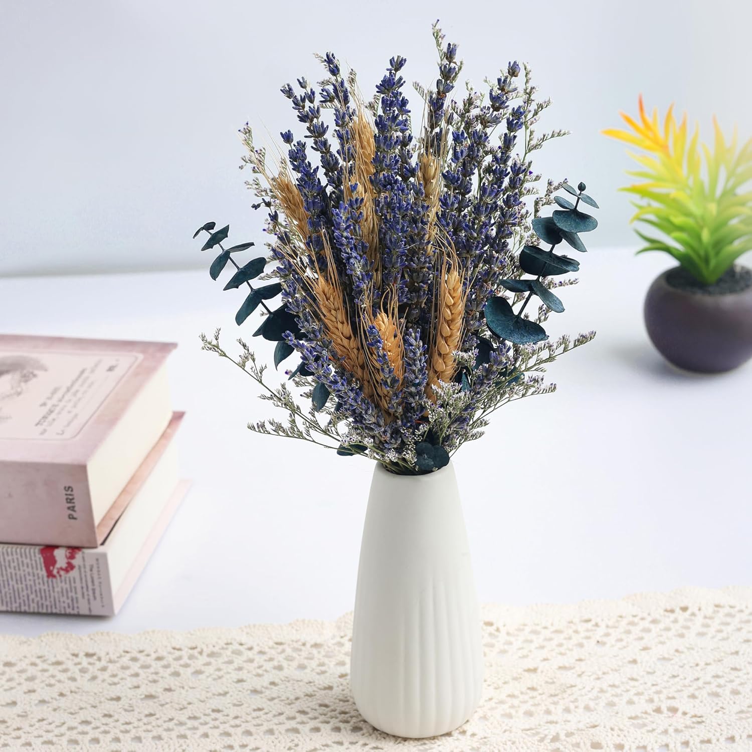 Lavender Bouquets with Ceramic Vases Wedding Decor