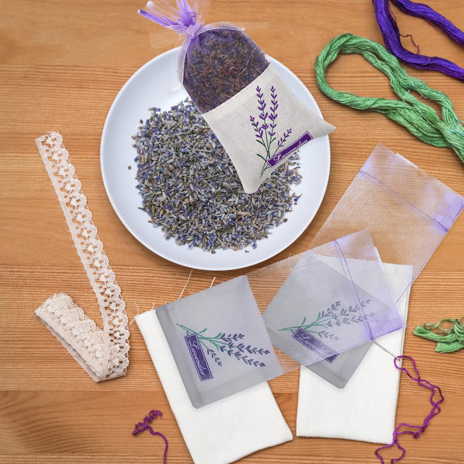 Lavender Sachet Bags 30pcs Set with Flower Print