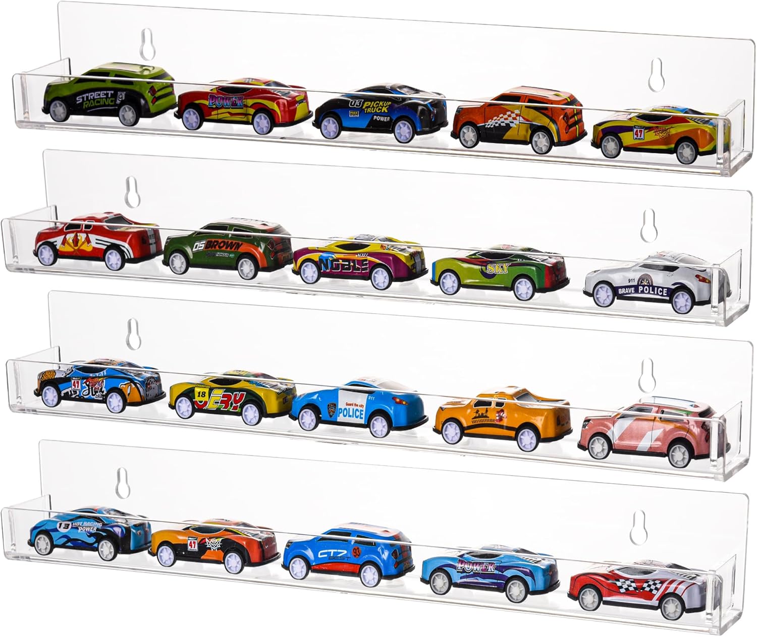 4-Pack Acrylic Display Rack for Hot Wheels and Collectibles