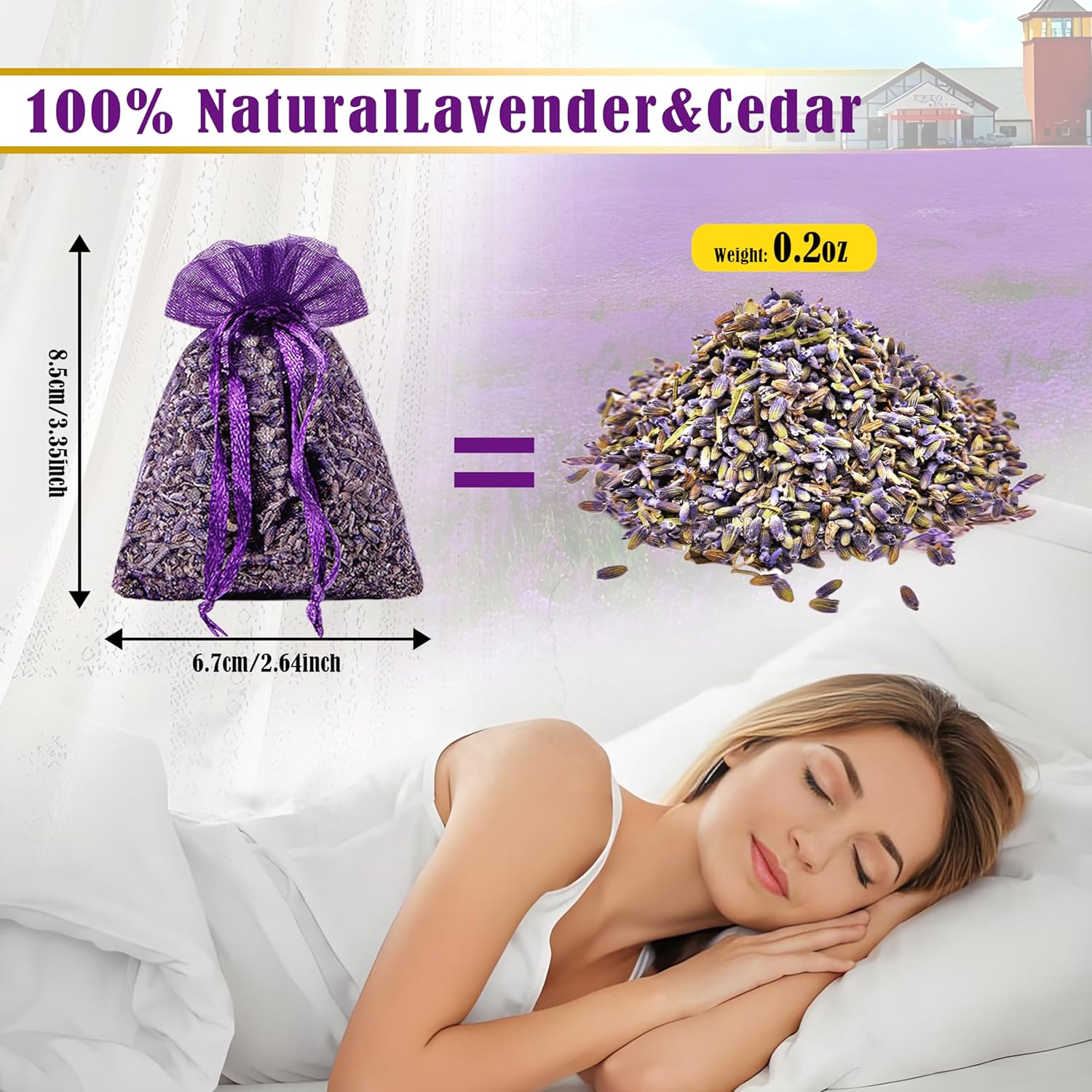Cedar Space 32 Lavender Sachet Bags for Home and Closet Use