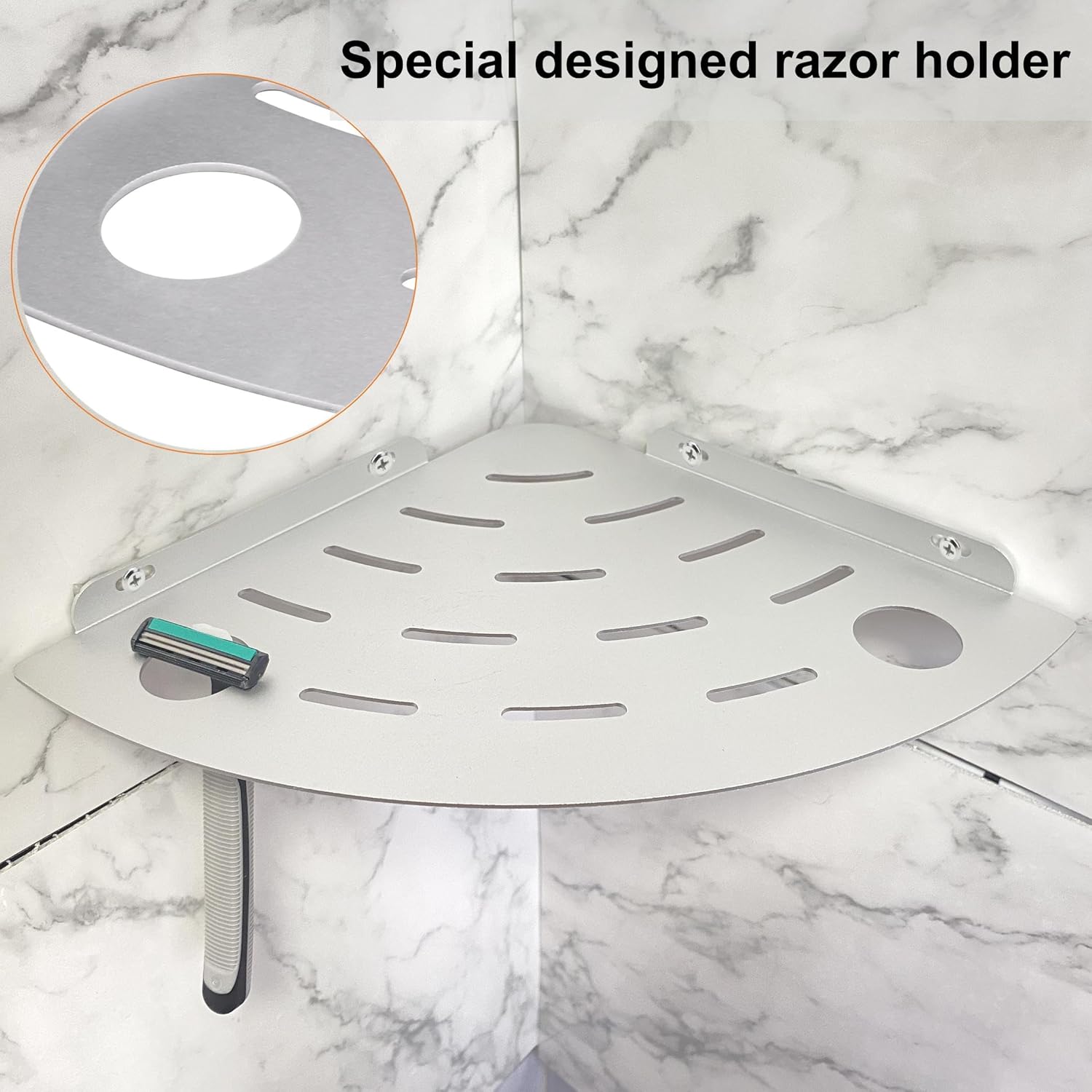 NUTNAPH Corner Shower Shelf Wall Mount Silver 1 pcs