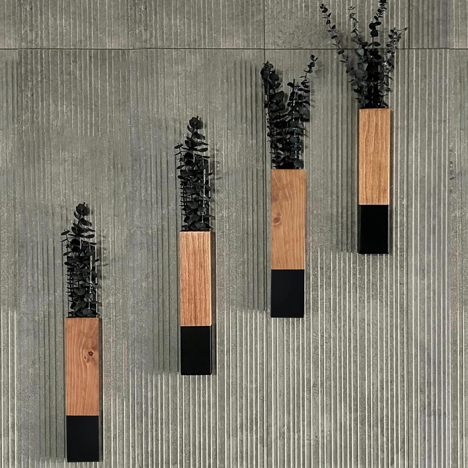 4 Pack Wood Wall Planters for Dried Flowers and Faux Greenery