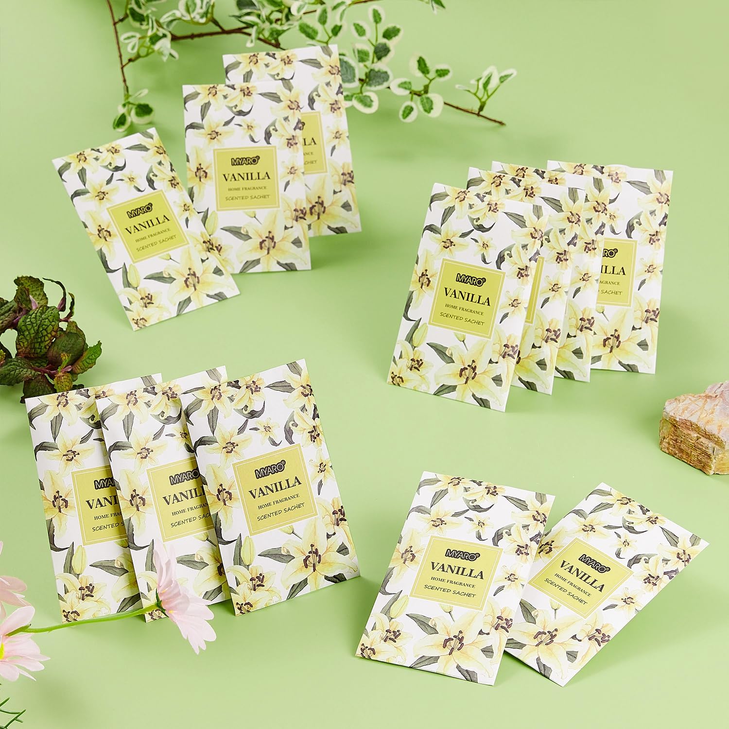MYARO Vanilla Scented Sachets 12 Pack Drawer Closet Freshener
