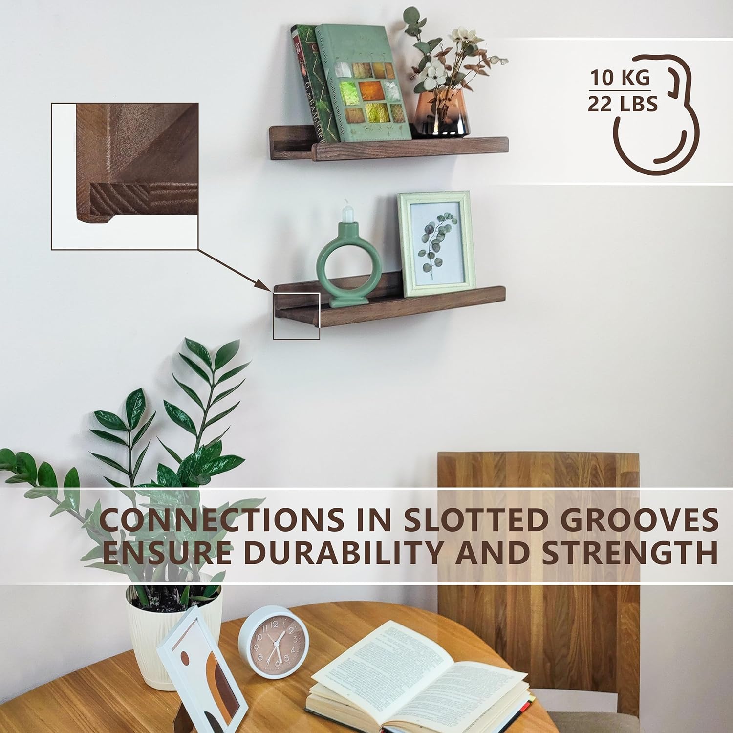 Wood Wedge Floating Shelves 16 Inch Set of 2