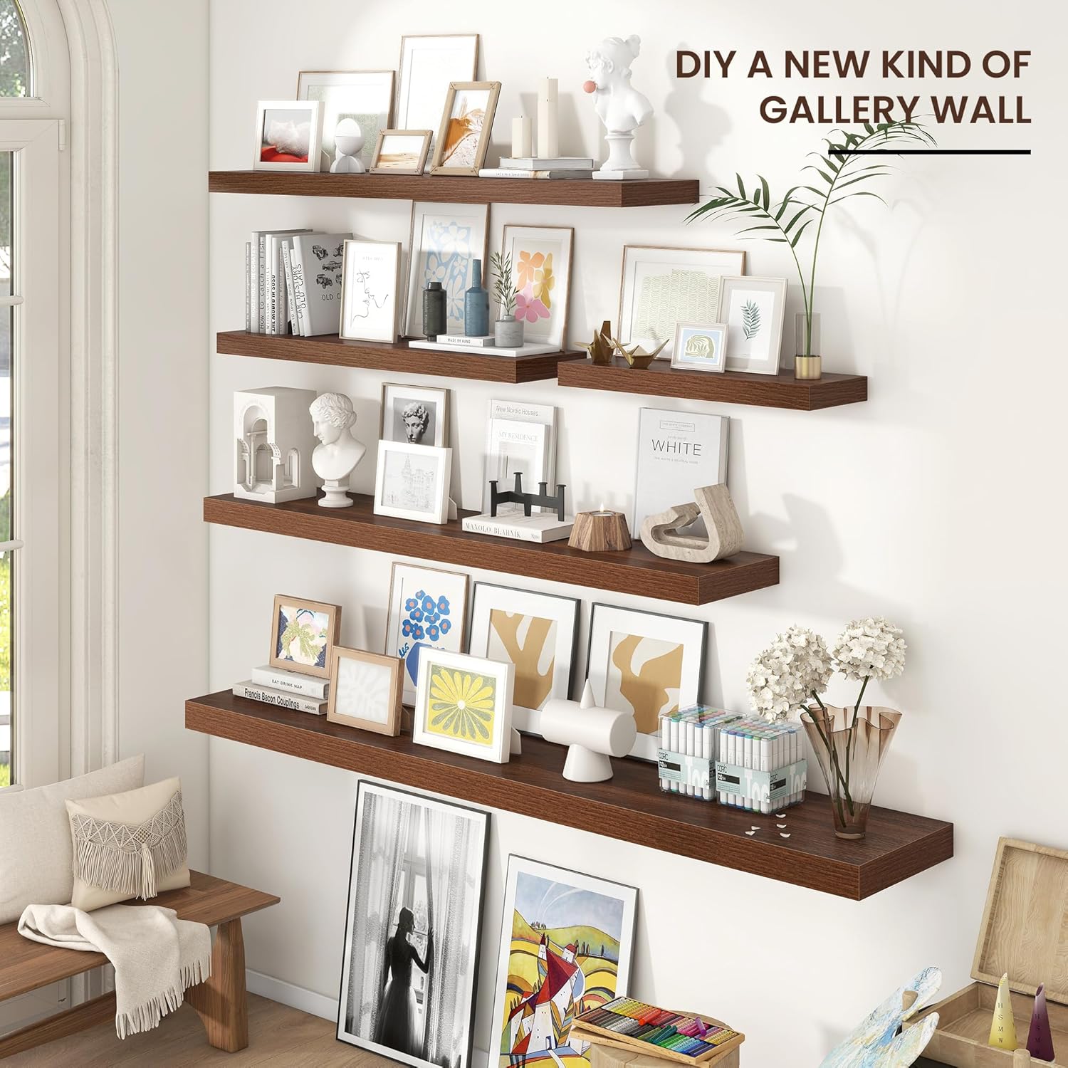 Venusmiles Large Floating Shelves 55W x 10D x 15H for Wall