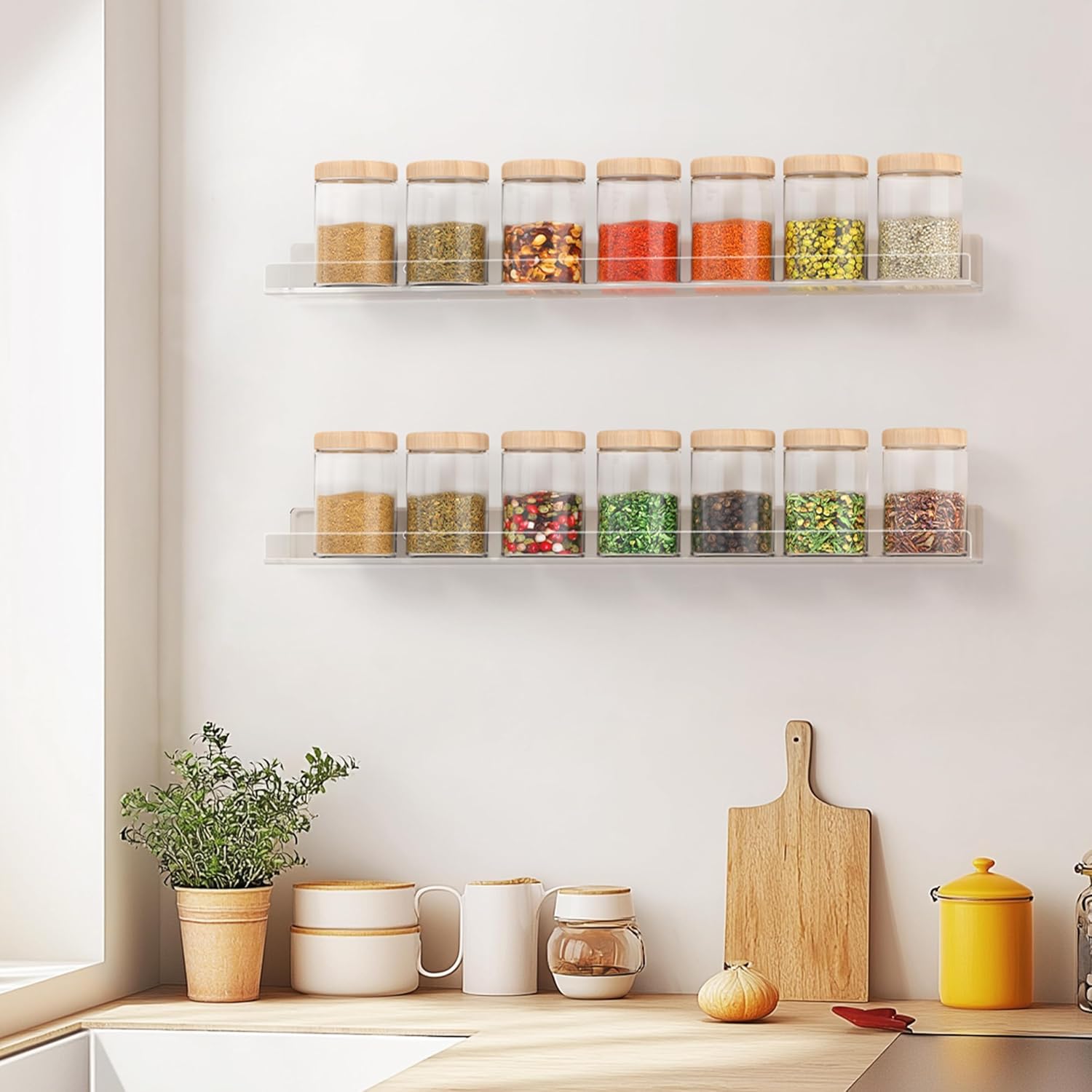 36 Inches Clear Acrylic Floating Shelves Wall Pack of 2