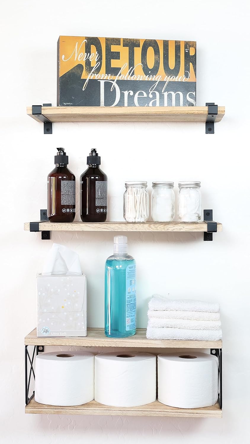 2 Moons Floating Shelves - Light Brown 4 Piece Set