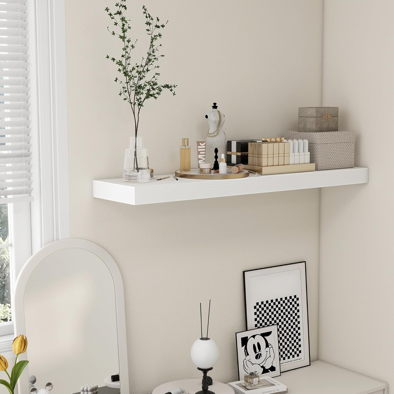 White Floating Shelves 48 Inch Wide x 12 Inch Deep Set of 1