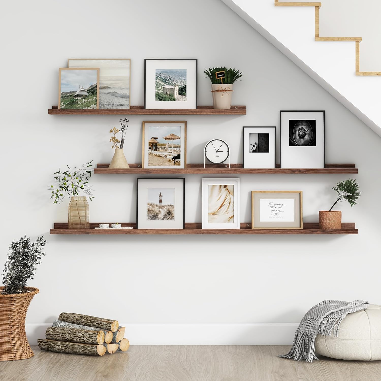 FLYJOE Floating Wall Shelves Set of 4 48 Inch Large Picture Ledge Bookshelf