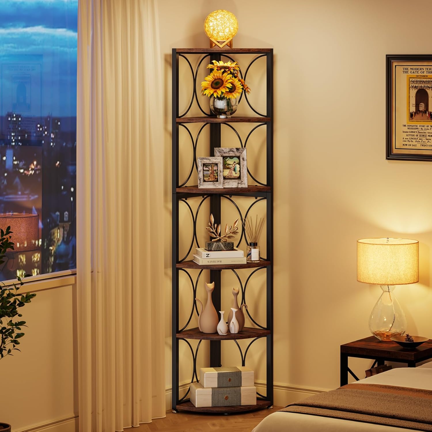 Tribesigns 67 Inch Tall Corner Shelf 6 Tier