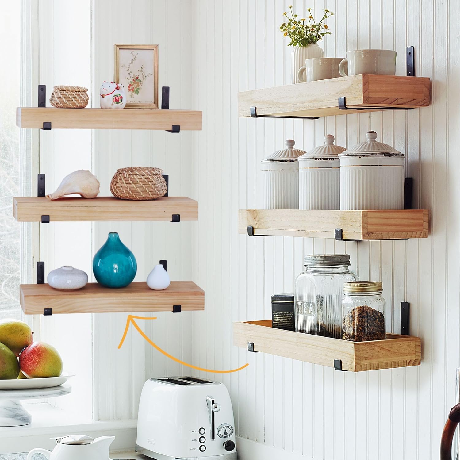 Autumn Alley 3-Tier Floating Wood Shelves for Wall