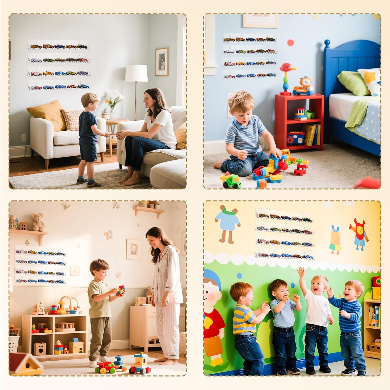 4-Pack Acrylic Display Rack for Hot Wheels and Collectibles