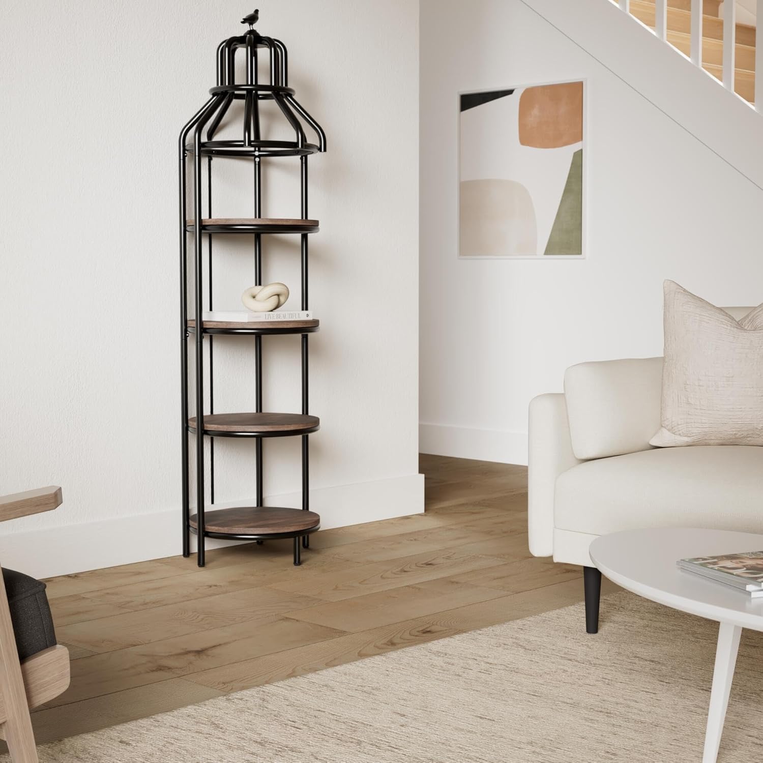 Tribesigns 4-Tier Corner Bookshelf Rustic Brown