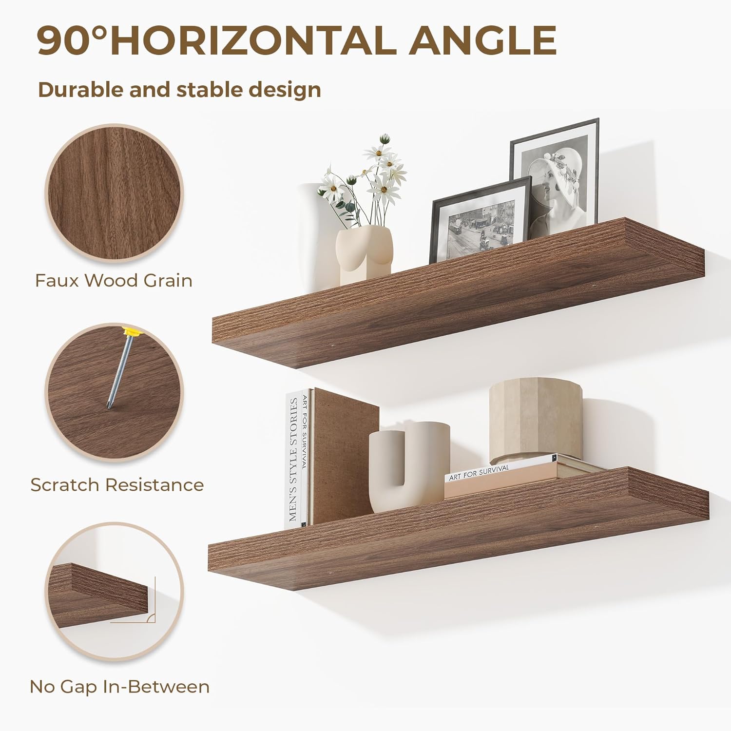 Dreamland 40 Inch Floating Shelves Set of 2 Walnut