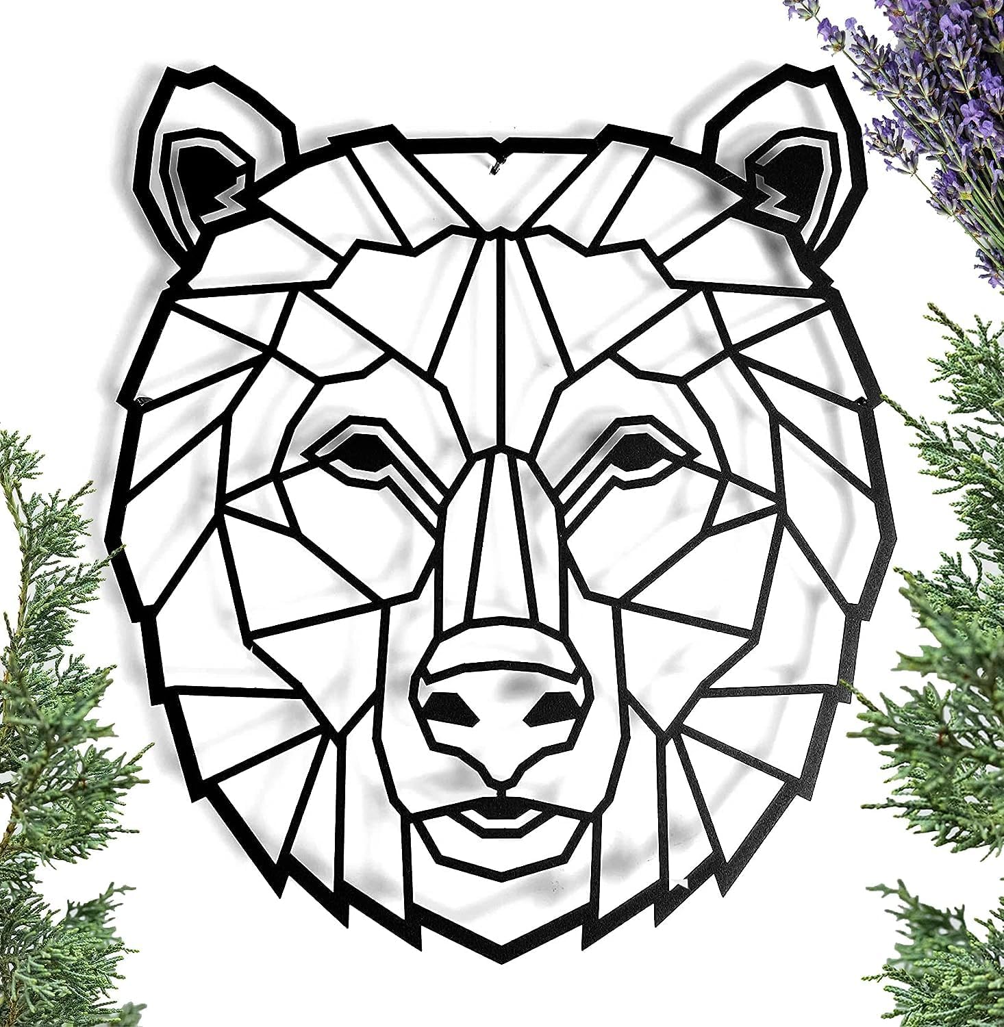 Keluly Metal Decoration Floating Wall Sculpture Bear 43x31cm