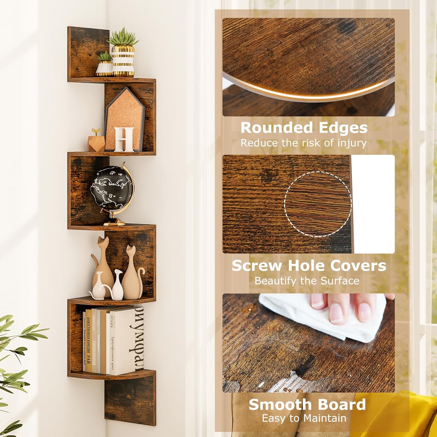 Tangkula 5-Tier Corner Shelf Wall Mount
