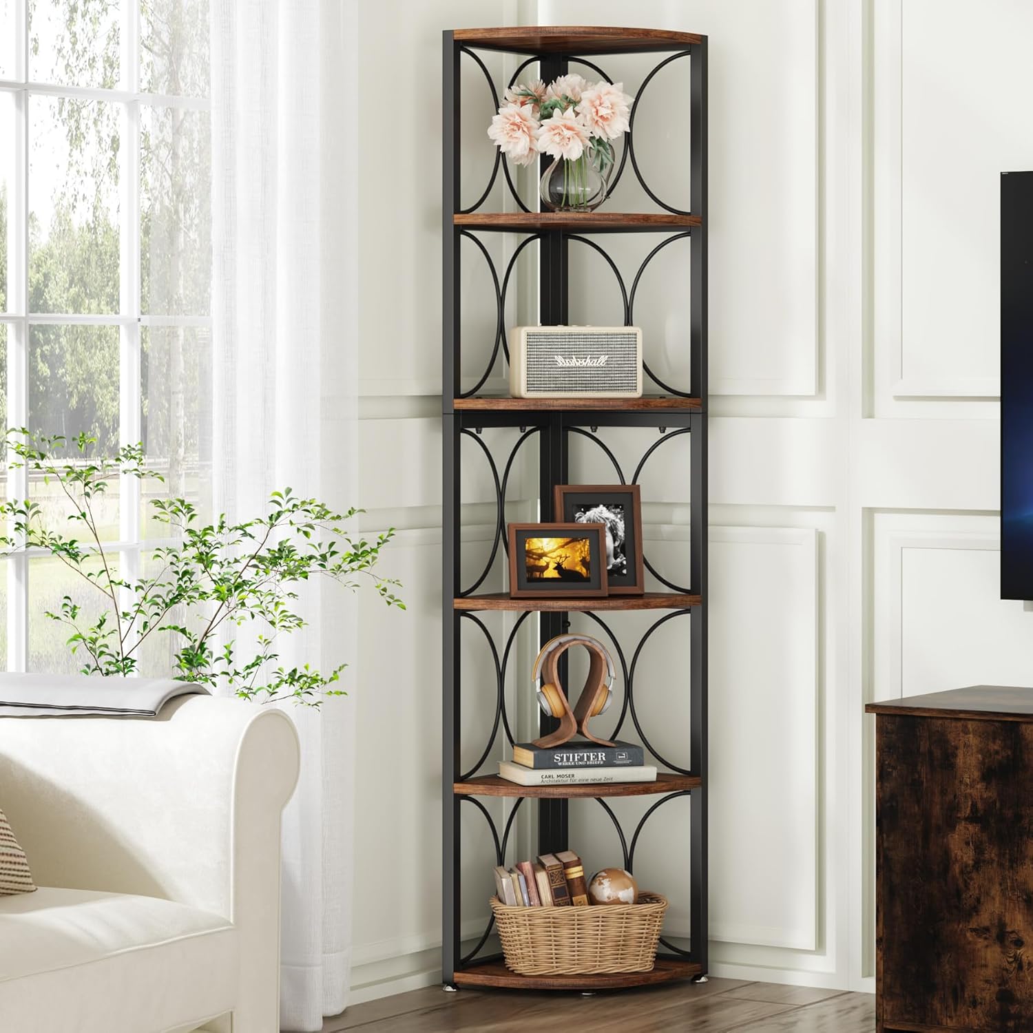 Tribesigns 67 Inch Tall Corner Shelf 6 Tier