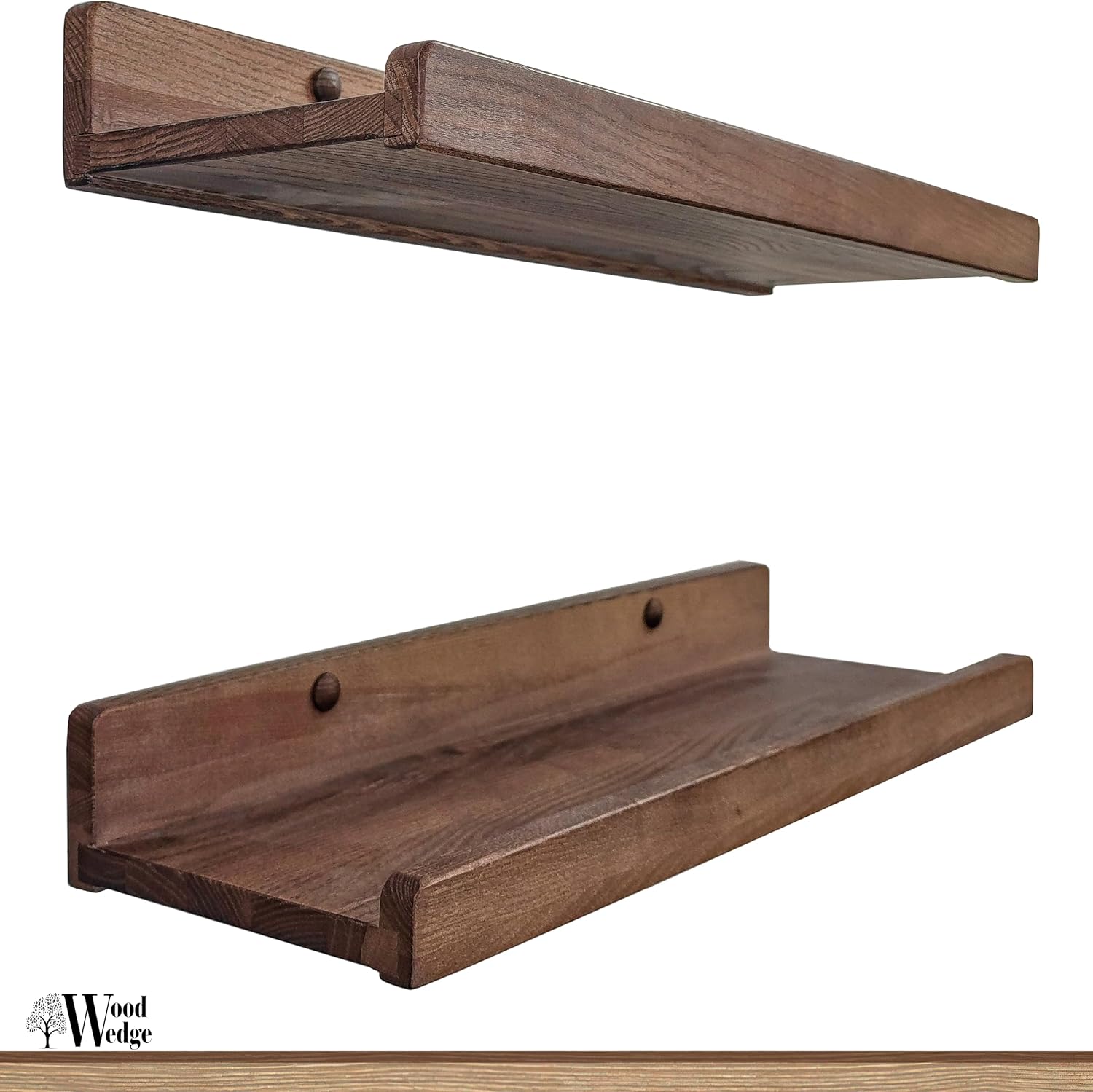 Wood Wedge Floating Shelves 16 Inch Set of 2