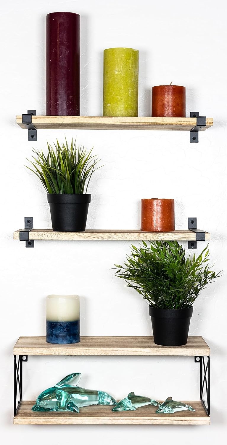 2 Moons Floating Shelves - Light Brown 4 Piece Set