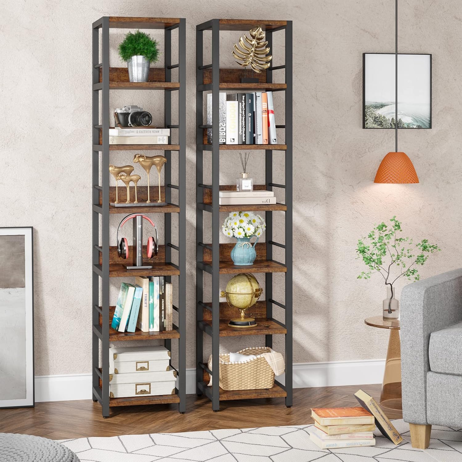 LITTLE TREE 75 Inch Tall Corner Bookshelf