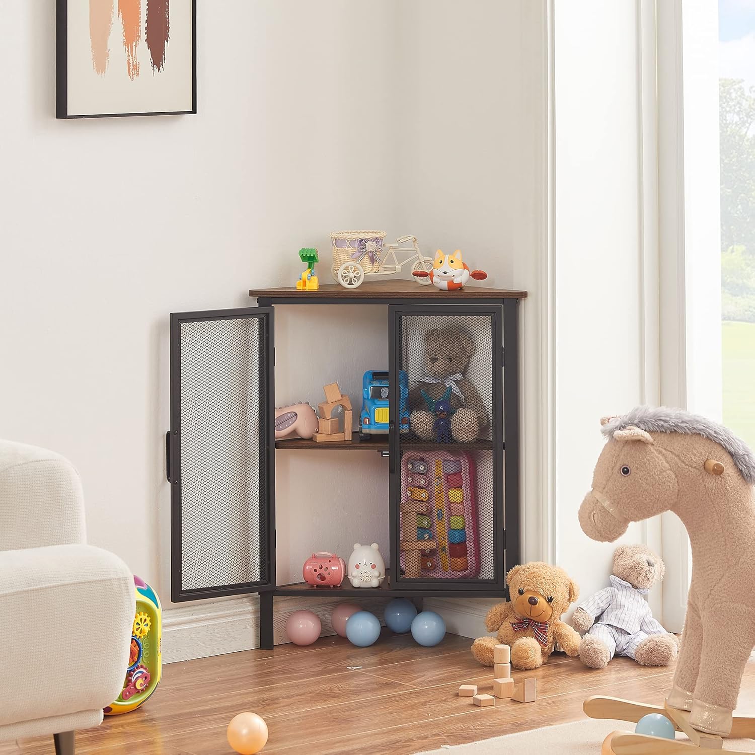 VECELO 3-Tier Corner Shelf Organizer with Door