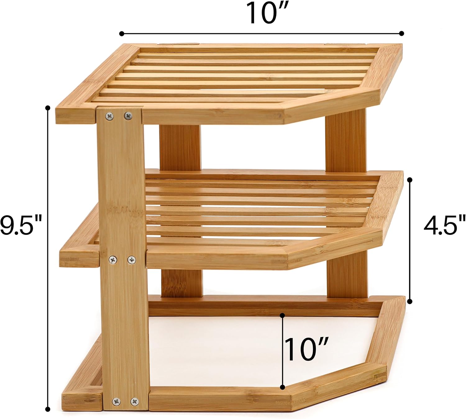 Trademark Innovations 3 Tier Bamboo Plate Rack Corner Shelf