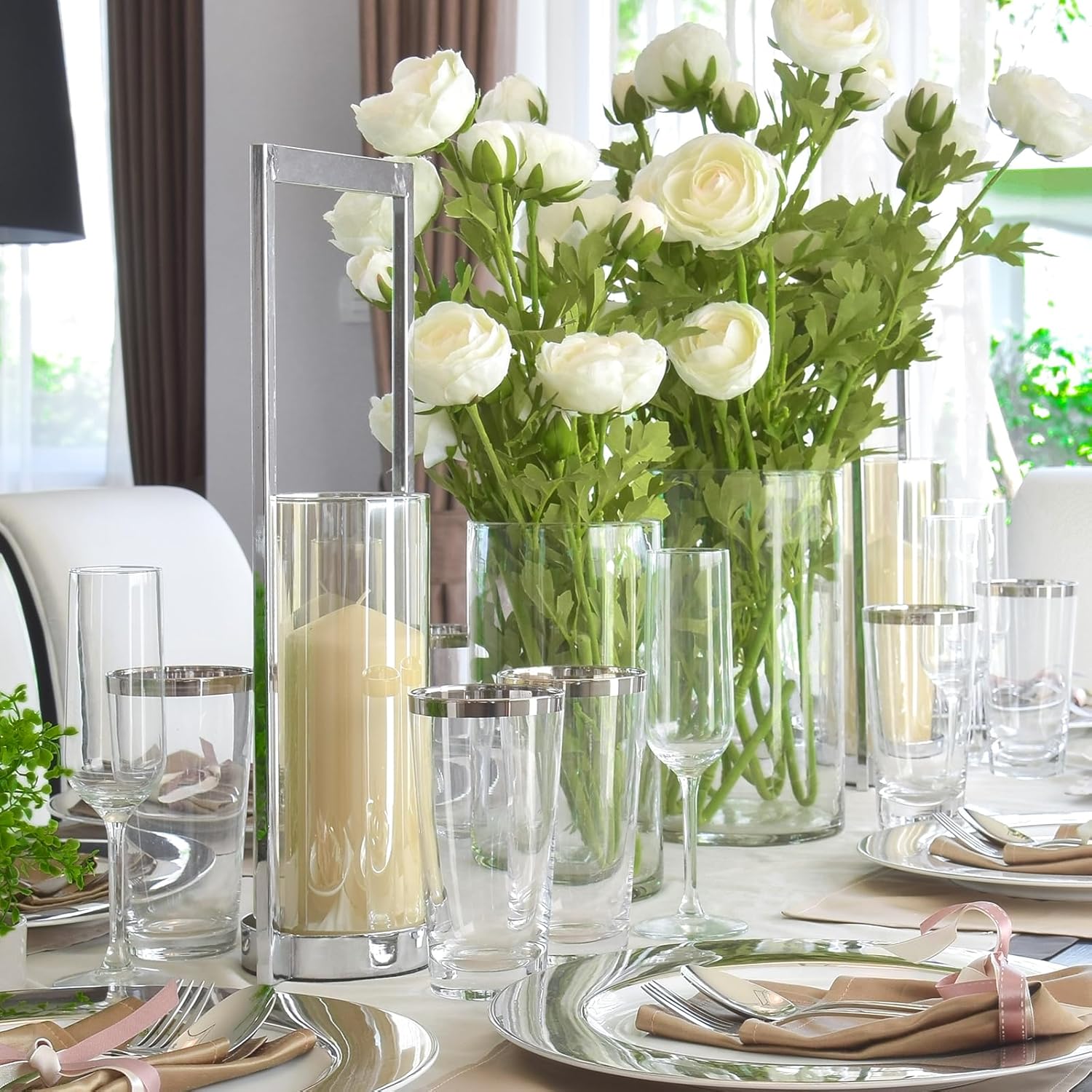Clear Glass Cylinder Vase with 8 Height and 4 Diameter