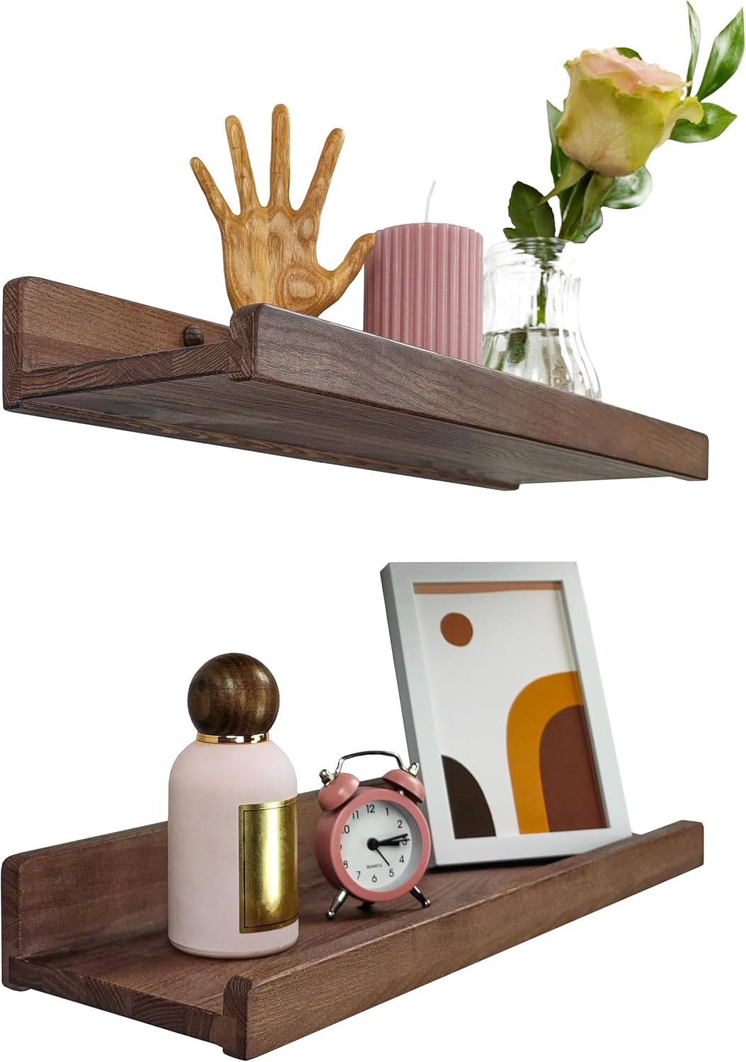 Wood Wedge Floating Shelves 16 Inch Set of 2