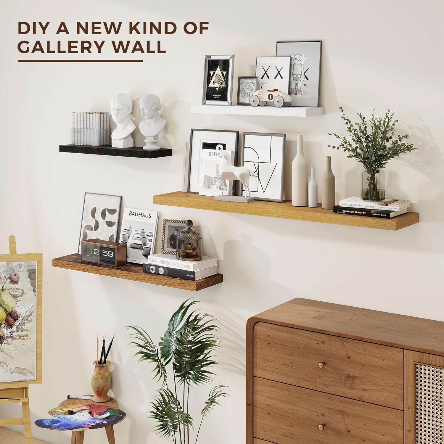36 Inch Floating Shelves Set of 2 with Invisible Brackets Black
