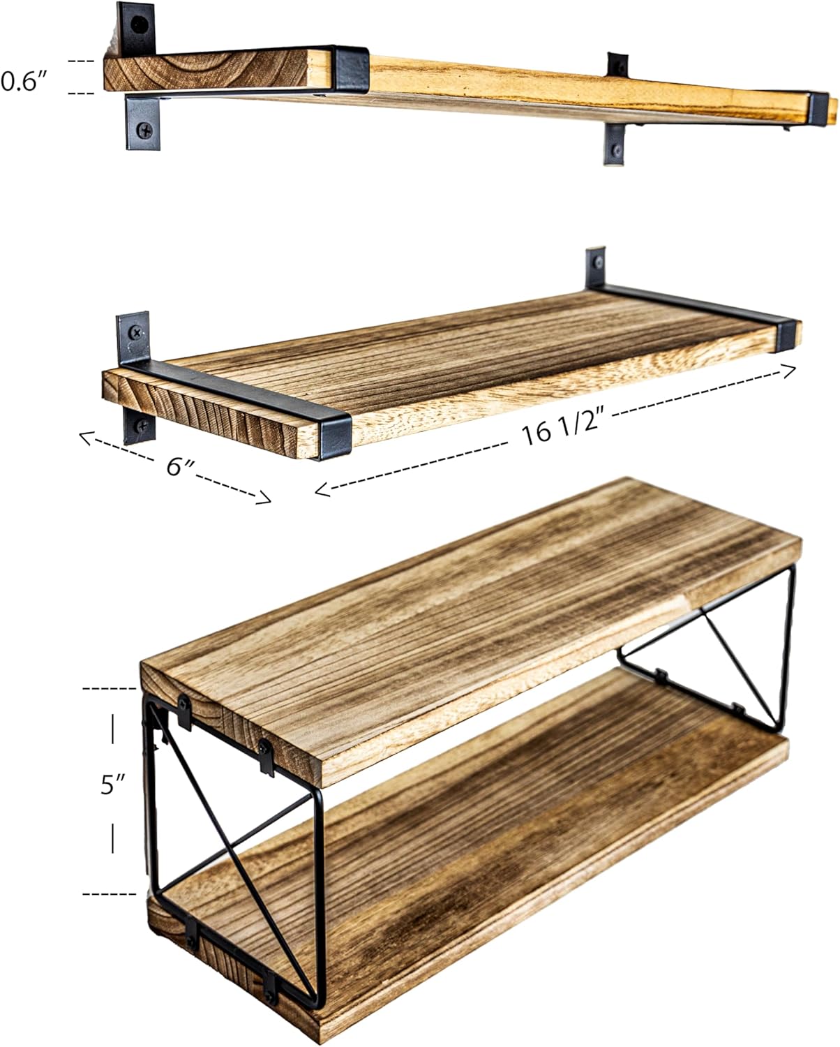 2 Moons Floating Shelves - Light Brown 4 Piece Set